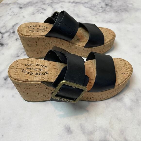 Kork-Ease Taige Black Double Strap Platform Slide Sandals - Picture 4 of 11